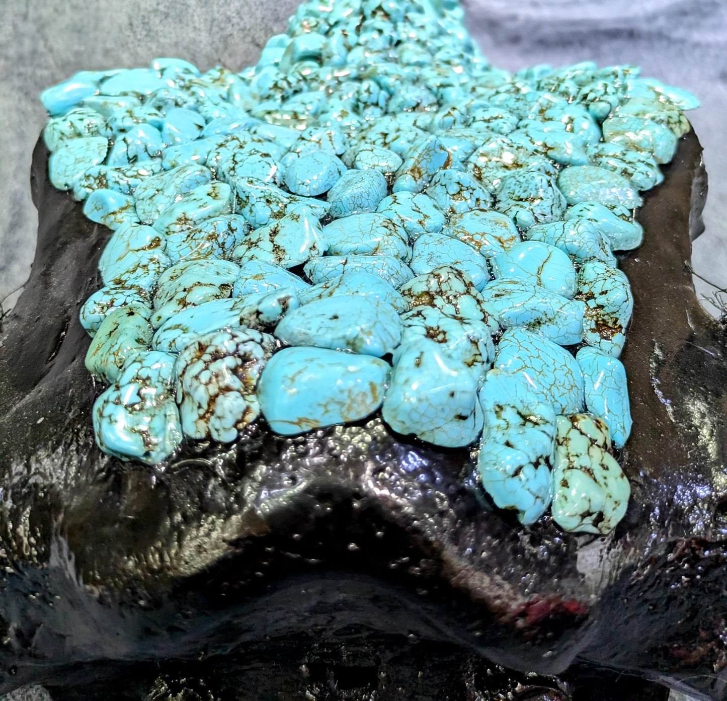 Handcrafted Navajo Bull Skull  Turquoise Magnesite Adornments