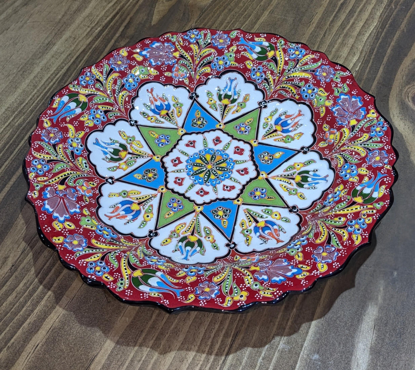 Hand-Painted Ceramic Plate – Mandala Floral Design | Textured 3D Art | Handcrafted by Emir Gini