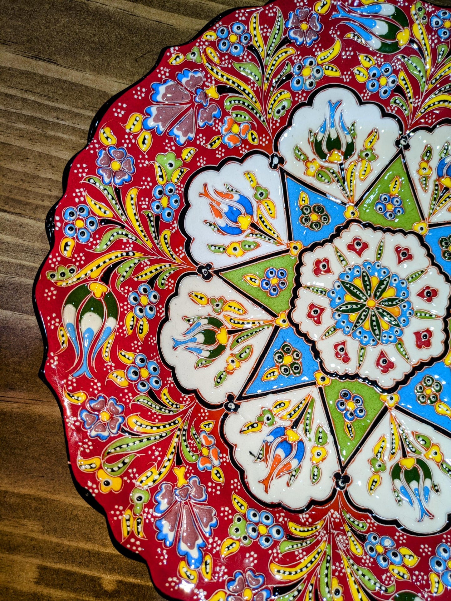 Hand-Painted Ceramic Plate – Mandala Floral Design | Textured 3D Art | Handcrafted by Emir Gini