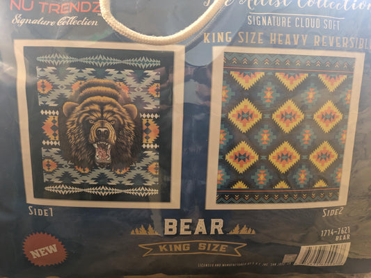 Client Special Request, Curated Vintage, Rare & Limited - Nu Trends Signature Collection Cloud Soft King Size Heavy Blanket – Bear Design