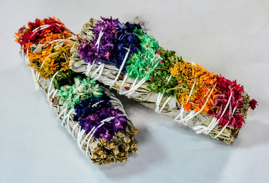 Sacred Sage Smudge Stick with Rainbow Chamisa (4-inch) All Tribes Treasures