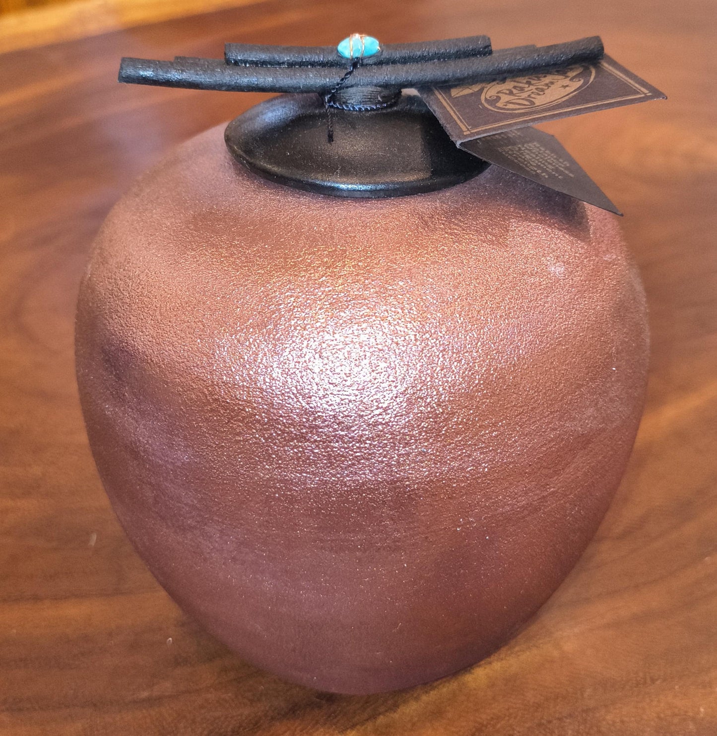 Raku Dream Jar  Peacock Blue Purple Iridescent Glaze, Gemstone Lid