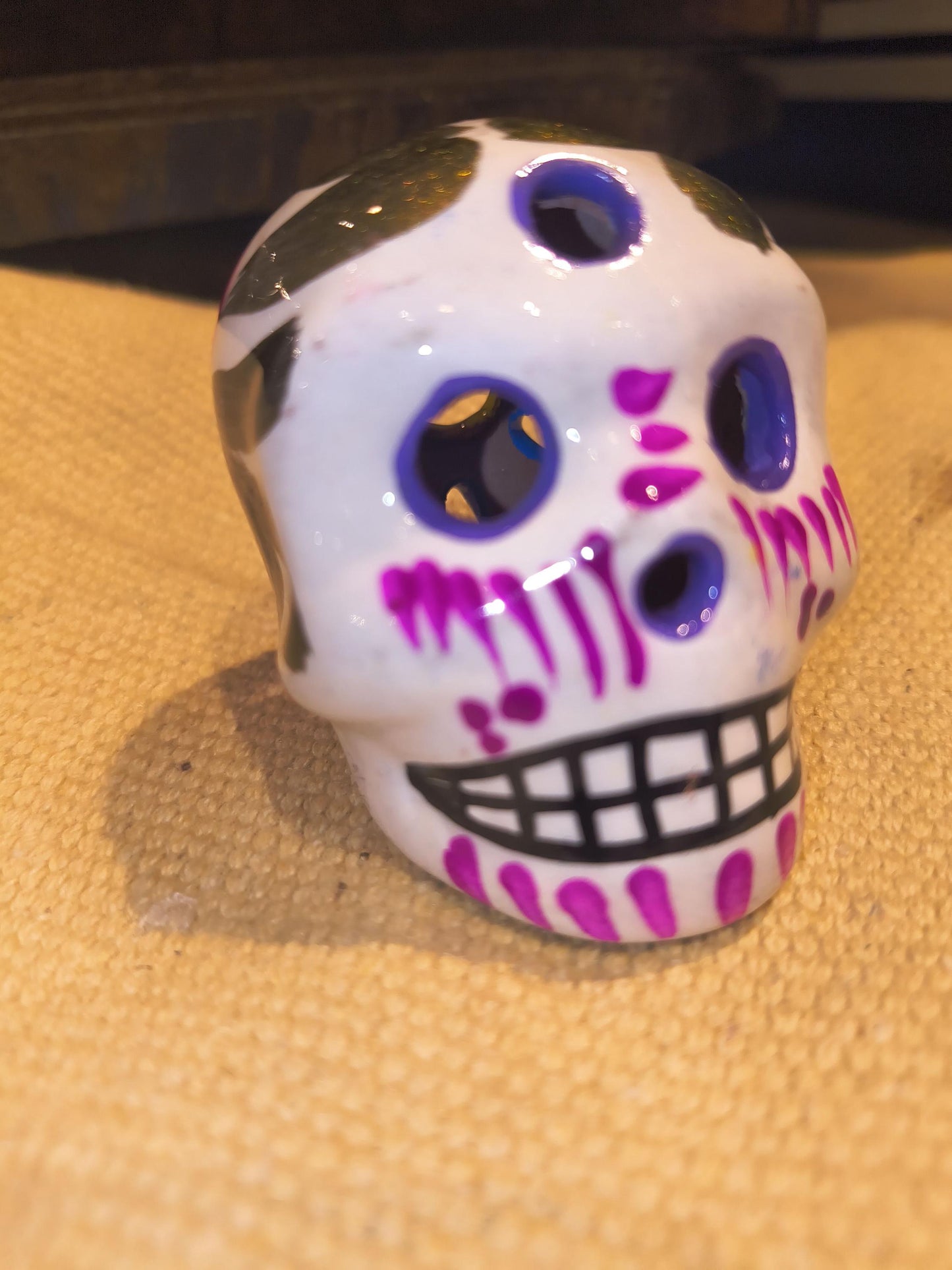 Hand Painted Ceramic Sugar Skull | Day of the Dead Ofrenda