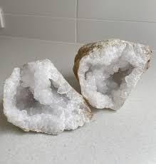 Popcorn Crystal Geode Pair | Cauliflower & Druzy Quartz Pocket Cave | 6 Sizes | Atlas Mountains, Morocco