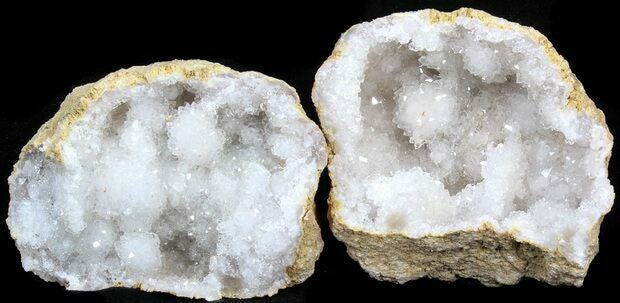 Popcorn Crystal Geode Pair | Cauliflower & Druzy Quartz Pocket Cave | 6 Sizes | Atlas Mountains, Morocco