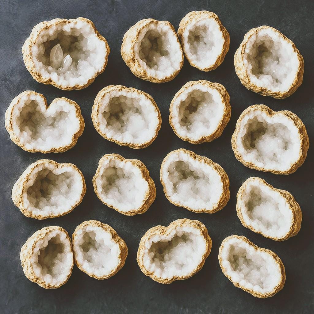 Popcorn Crystal Geode Pair | Cauliflower & Druzy Quartz Pocket Cave | 6 Sizes | Atlas Mountains, Morocco