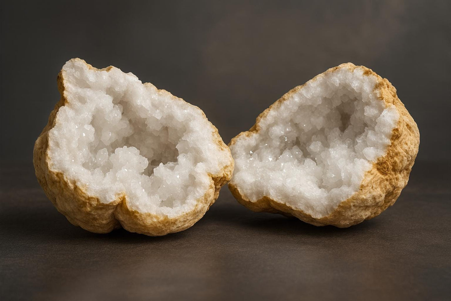 Popcorn Crystal Geode Pair | Cauliflower & Druzy Quartz Pocket Cave | 6 Sizes | Atlas Mountains, Morocco