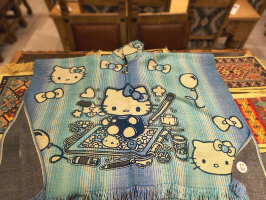Hello Kitty Poncho Hoodie: Adult, Acrylic Wool Blend, Handmade