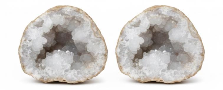 Popcorn Crystal Geode Pair | Cauliflower & Druzy Quartz Pocket Cave | 6 Sizes | Atlas Mountains, Morocco