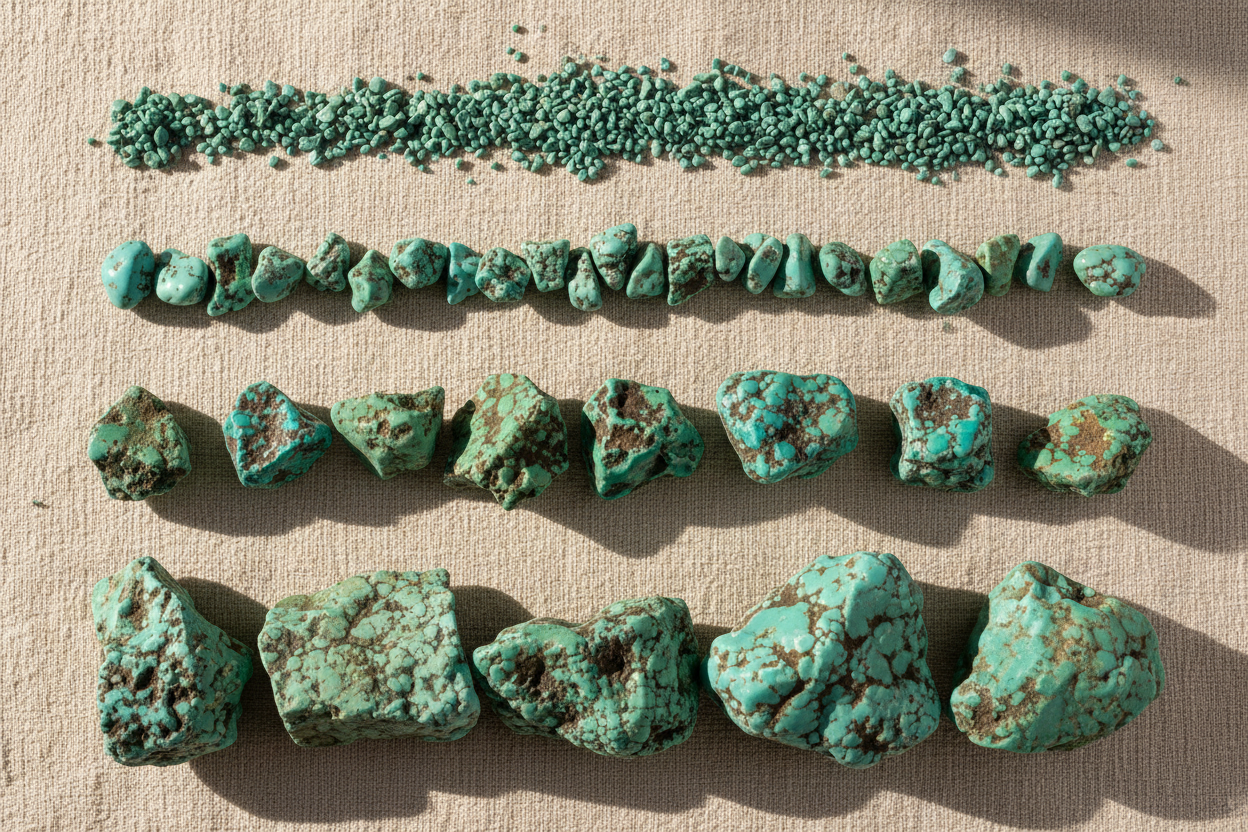 Nevada Rough Turquoise - Size Comparison