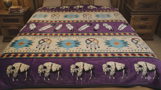 Buffalo Dreamcatcher Protection Blanket – Reversible Queen | Southwestern-Inspired