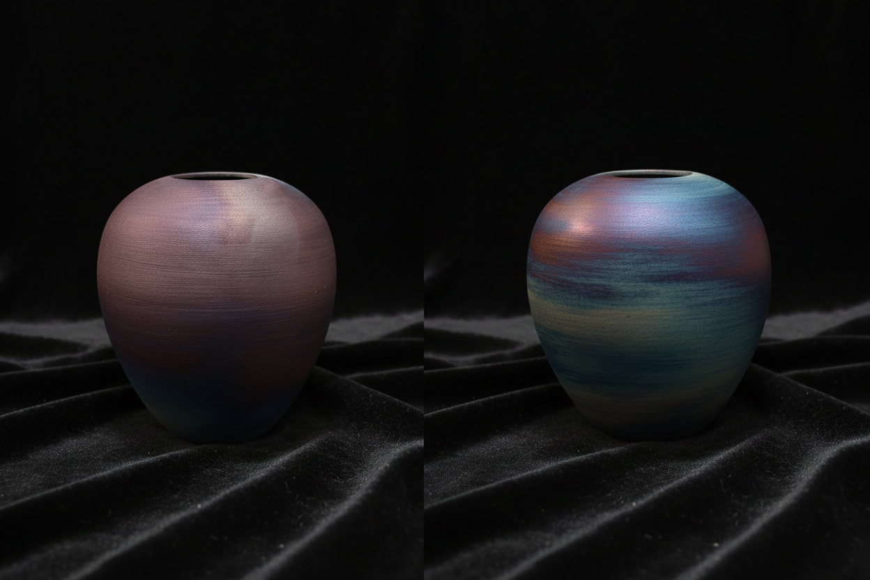 Raku Pot Front & Back - Black Velvet