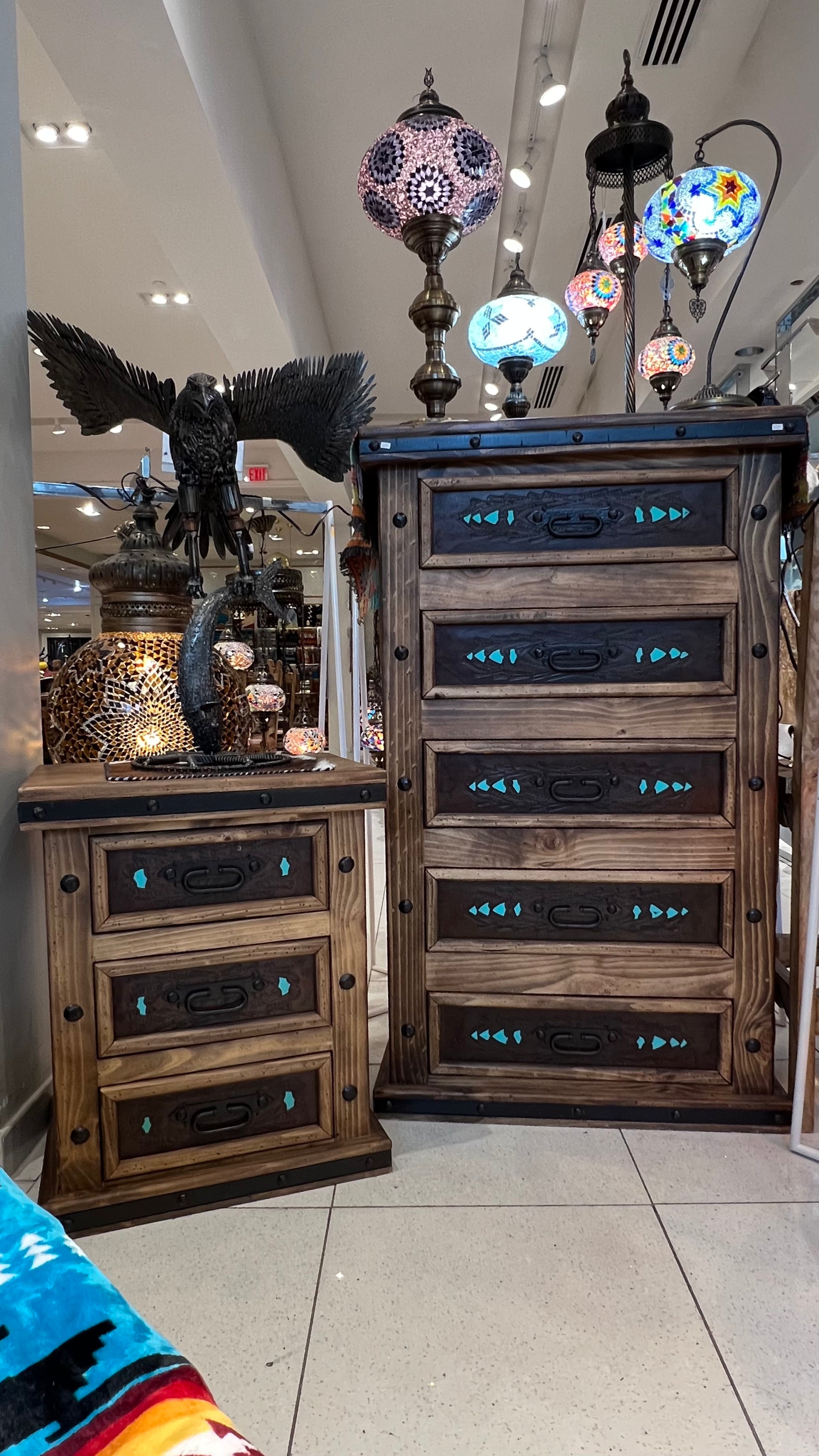 Handcrafted Leather & Pine Bedroom Set | Mexican Artisan | Queen All Tribes Treasures