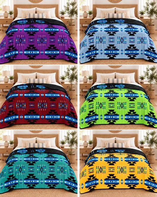 Storm Pattern King Blanket – 108 × 90, 2-Ply Reversible Southwestern Bedding