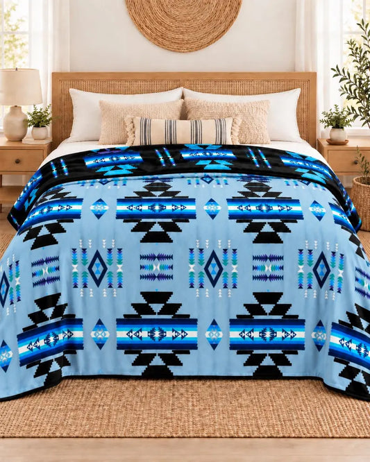 Storm Pattern King Blanket – 108 × 90, 2-Ply Reversible Southwestern Bedding