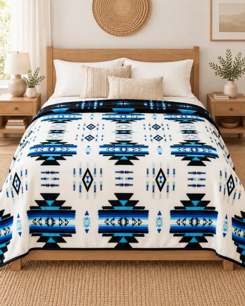 Storm Pattern King Blanket – 108 × 90, 2-Ply Reversible Southwestern Bedding