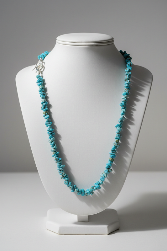 Turquoise Chip Necklace - Bust Display
