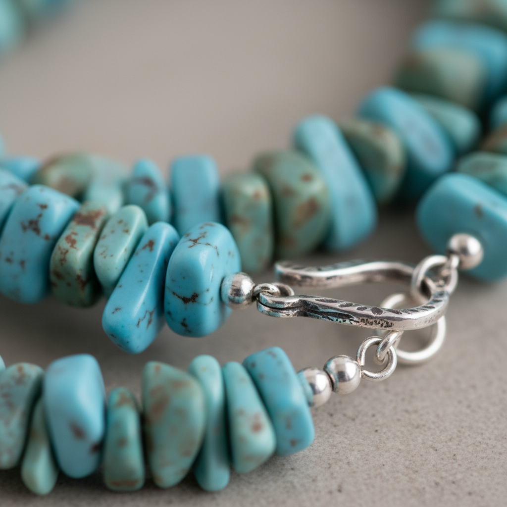 Turquoise Chip Necklace - Macro Detail