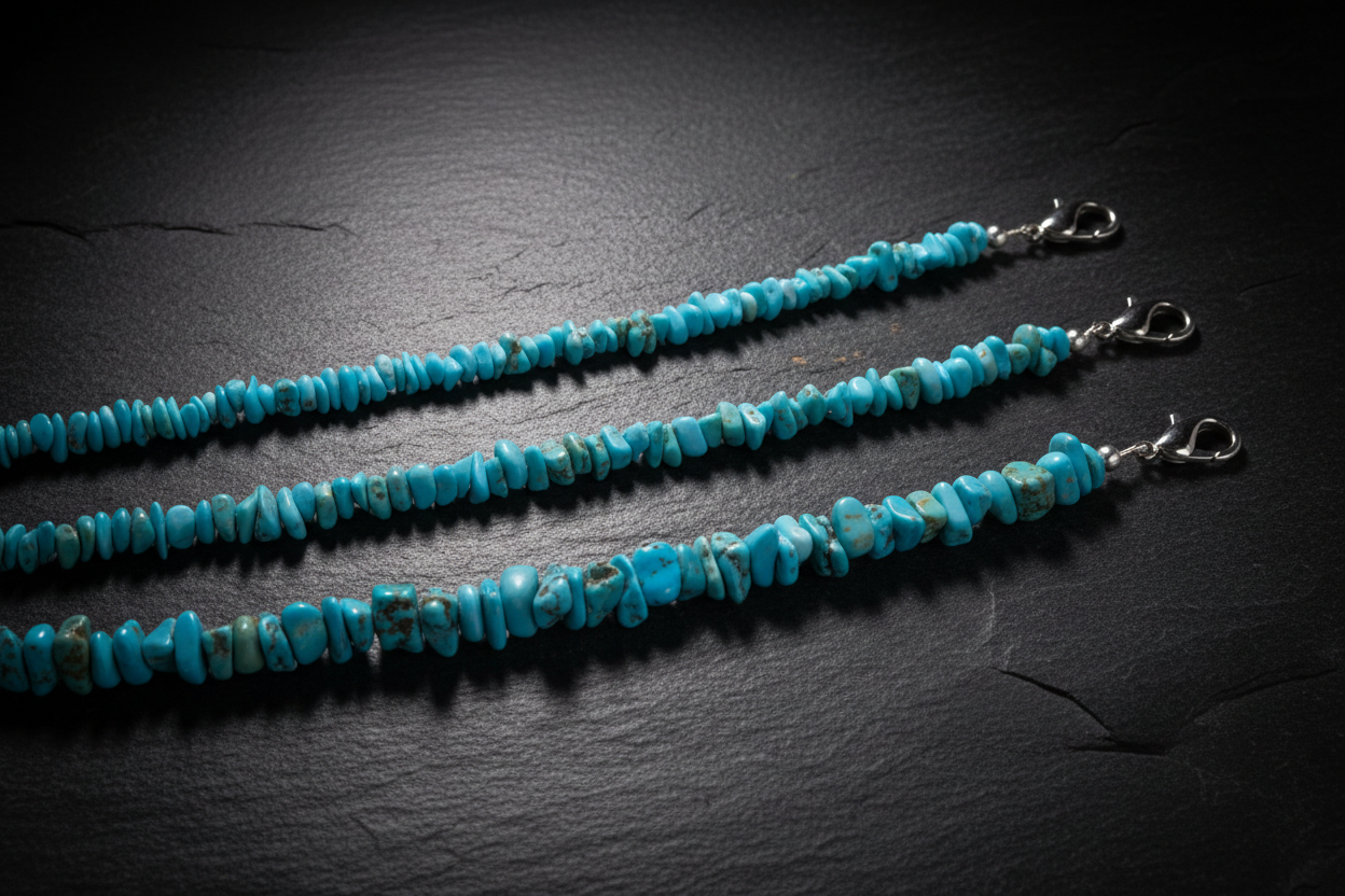Turquoise Chip Necklace - Size Comparison